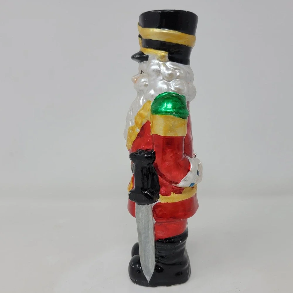 Vintage Ceramic Santa Claus Nutcracker Soldier Figurine Red Gold‎ 6.5 Inch